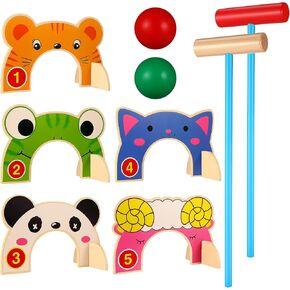 Children kid croquet set Croquet Set Jungle Animal Croquet Game Set Classic Outdoor Lawn and Party Game Parent- child Interactive Toy for Kids 2 Player children s croquet toy Sets wooden croquet toy in Saudi Arabia