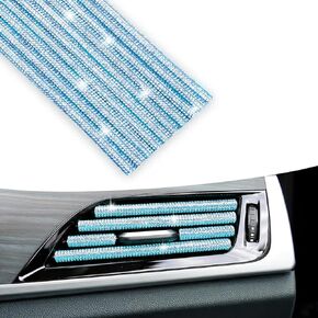 gunhunt 10 Pieces Car Air Conditioner Decoration Strip for Vent Outlet, DIY Bling Waterproof Sealing Strip Line, Suitable for Most Air Vent Outlet, Car Interior Accessories for Women (Black)