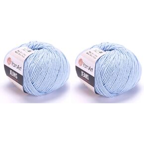 Amigurumi Cotton Yarn, YarnArt Jeans Yarn 55% Cotton 45% Acrylic Lot of 2 Skein 100gr 350yds Knitting Acrylic Cotton 2 Sport Yarn (75)