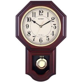 Chiming Wall Clock with Pendulum - Pendulum Wall Clock with Westminster Chimes&Strike Clock, Battery Operated, Faux Wood Pendulum Clock for Living Room, Office, Home Decor & Gift