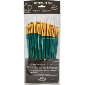 Royal Brush Manufacturing Royal and Langnickel Zip N' Close 12-Piece Brush Set, Medium White Taklon