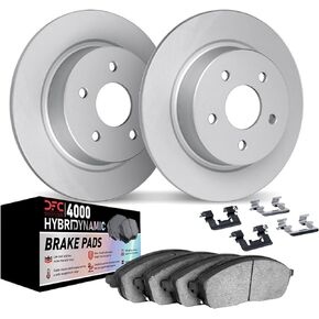 Dynamic Friction Company Rear Geospec Brake Rotors Kit | 4000 HybriDynamic Brake Pads includes Hardware 4812-63012