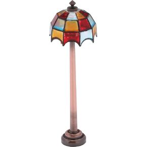 Mini Dollhouse Floor Tiffany lamp, LED Miniature Lighting for Dolls House Decor, Functional Light, Furniture Accessories