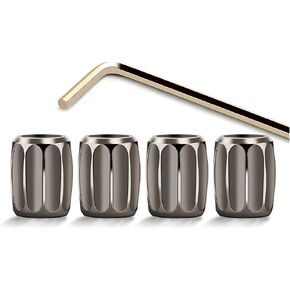 4PCS Metal Car Tire Valve Stem Caps, Brass Wheel Valve Covers, Auto Dustproof Tire Cap Hexagon Shape, Universal Leak-Proof Air Protection Car Tire Accessory for Motorcycle Truck Bicycle (Black)