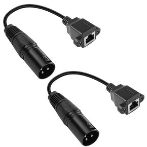 YACSEJAO 2PCS 3 Pin XLR to RJ45 Adapter 15CM RJ45 to XLR DMX Cable 15CM XLR 3pin to RJ45 Adapter Cable for Stage and Recording Studio (RJ45 to XLR Female)