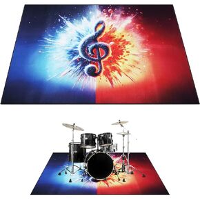 Drum Rug, 6 x 5 Ft Drum Mat with Non-Slip Grip Bottom, Drum Carpet for Noise Reduction, Soundproof Musical Instrument Rug, Professional Drum Accessories for Jazz Drum & Electric Drum Set