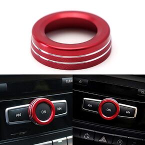 Xotic Tech Blue Alloy Aluminum Stereo Volume Audio Control Knob Switch Button Decoration Ring Cover Trim Compatible with Mercedes A B C E CLA GLA GLK ML GL Class