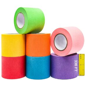 14 PCS Masking Painters Tape Colored 1 Inch 1/2 Inch with Dispenser - Rainbow Masking Tape 14 Pack X 16Yards - Multi Color Paper Tape for Kid Craft, Box Labeling，Teachers Classroom Floor Decorative