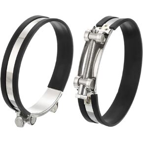 uxcell 2Pcs T-Bolt Hose Clamp Working Range 68-73mm Rubber Cushioned Intake Intercooler Clamps Adjustable Tube Clamps for Tubes Pipes