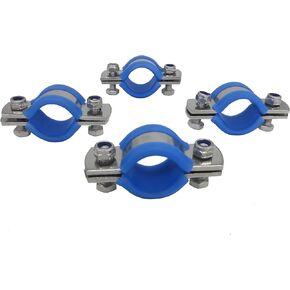 Stainless Steel Heavy Duty Flat Band Pipe Clamp with Rubber Cushion, Multipurpose Rigid Hose Clamp Bracket ID 19mm (1/2"), Pack of 4