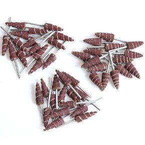 30Pcs 3x12mm Cone Shape Abrasive Sandpaper 1/8 Inch Shank Flap Wheels, 80/120/240 Grits for Grinding and Polishing for Rotary Tool