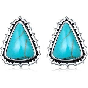 Turquoise Stud Earrings 925 Sterling Silver Western Genuine Blue Turquoise Earring Delicate Jewelry Gifts for Women Wife Girlfriend