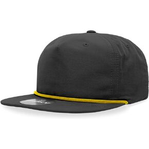 DECKY Standard 5 Panel High Profile Relaxed Cotton Blend Rope Hat, Black/Gold