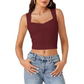 LYANER Women's Summer Crop Tops Square Neck Sleeveless Tank Top Sexy Cami Shirts