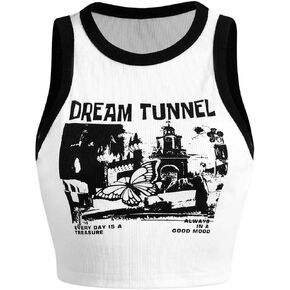SOLY HUX Women's Letter Graphic Crop Tank Top Sleeveless Round Neck Slim Fit Tops
