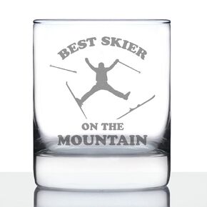 Best Skier - Whiskey Rocks Glass - Unique Skiing Themed Decor and Gifts for Mountain Lovers - 10.25 Oz Glasses