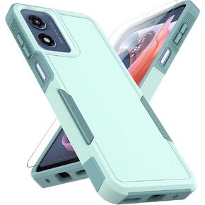 for Moto G Play 2024 Case: Dual Layer Protective Heavy Duty Cell Phone Cover Shockproof Rugged with HD Screen Protector - Military Protection Bumper Tough - Motorola Moto G Play 4G 2024, Black in Saudi Arabia