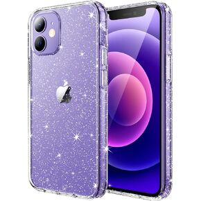 JETech Glitter Case for iPhone 12 Mini, 5.4-Inch, Bling Sparkle Shockproof Phone Bumper Cover, Cute Sparkly for Women and Girls (Black)