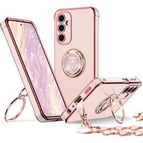 XYZ for Galaxy A14 5G Case with Stand, for Samsung Galaxy A14 5G Case with Double Ring, Women Girls Bling Luxury Phone Case for Samsung A14 5G, Black