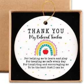 Teacher Appreciation Gifts Teacher Gifts for Women Men Ceramic Ornament Keepsake Sign Round Plaque Valentines Day Gifts for Teacher Best Teacher Gift Ideas Thank You Gifts from Students
