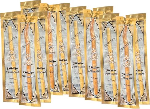 فرشاة أسنان زينيا سواك الفلاح الطبيعية المسواك (أعواد رفيعة للغاية) - نكهة طبيعية مختومة بالفراغ - لصحة اللثة والأسنان (عبوة من 10 قطع) in Kuwait