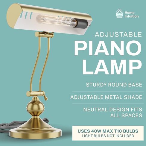Home Intuition Classic Antique Retro Adjustable Leaning Piano Lamp Banker Desk Light (Brushed Brass) in Saudi Arabia