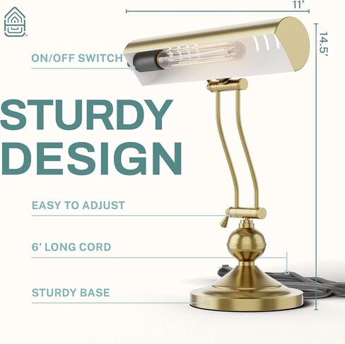 Home Intuition Classic Antique Retro Adjustable Leaning Piano Lamp Banker Desk Light (Brushed Brass) in Saudi Arabia