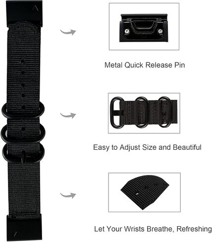 لاستبدال أساور ساعة Fenix ​​7/6/5، مقاس كبير سهل التركيب 22 مم من النايلون المنسوج وحزام معصم مسامي متوافق مع Garmin Fenix5 Plus/6 pro، Instinct، Quatix 5، MARQ in Kuwait