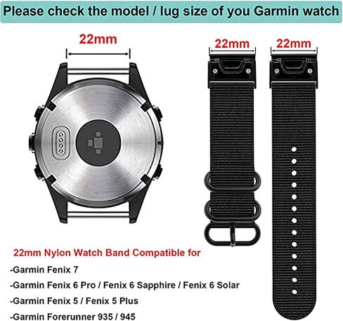 لاستبدال أساور ساعة Fenix ​​7/6/5، مقاس كبير سهل التركيب 22 مم من النايلون المنسوج وحزام معصم مسامي متوافق مع Garmin Fenix5 Plus/6 pro، Instinct، Quatix 5، MARQ in Kuwait
