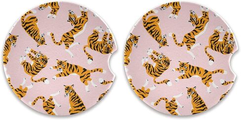2 Pack African Elephant Car Coasters for Drinks Absorbent, Ceramic Car Cup Holder Coaster for Your Car with Fingertip Grip, 2.5 inch in Saudi Arabia