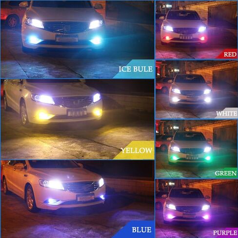 1797 881 LED RGB Fog Lights Bulb Amber Yellow White Multicolor 16 Color Changing Switch Kit Strobe Lamp Bulbs for Car Trucks Remote Control Switch Error Free Plug and Play 12V 5050SMD Replacement in Kuwait