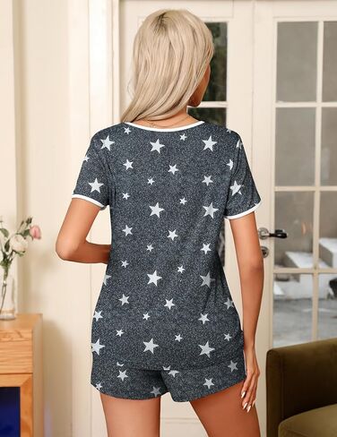 Ekouaer Pajamas Sets Women's Short Sleeve Sleepwear Soft Cotton Shorts PJ 2 Piece Lounge Set in Saudi Arabia