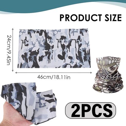 2 Pcs Neck Gaiter Face Mask for Men, Quick-Drying UV Protection Face Cover, Wind-proof Dustproof Breathable Fabric Scarf, Multiple Wearing Methods for Men Women Outdoor Skiing Fishing Hiking Cycling in Saudi Arabia