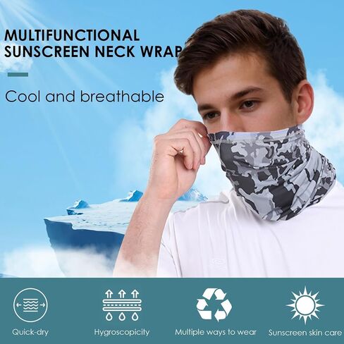 2 Pcs Neck Gaiter Face Mask for Men, Quick-Drying UV Protection Face Cover, Wind-proof Dustproof Breathable Fabric Scarf, Multiple Wearing Methods for Men Women Outdoor Skiing Fishing Hiking Cycling in Saudi Arabia