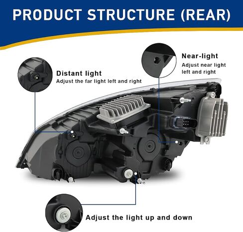 Freightliner Cascadia LED Headlights fits 2018-2023, Reflector Headlamps, Pair Set, Black Housing in Saudi Arabia
