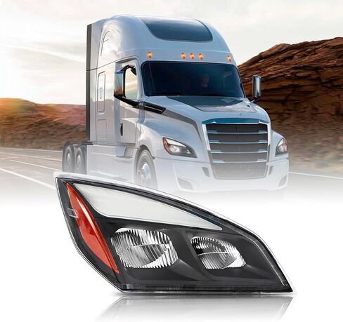 Freightliner Cascadia LED Headlights fits 2018-2023, Reflector Headlamps, Pair Set, Black Housing in Saudi Arabia
