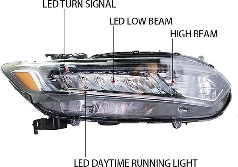 Headlight Assembly Replacement for 2018 2019 2020 Honda Accord Projector Halogen Headlamp Right Passenger Side in Saudi Arabia