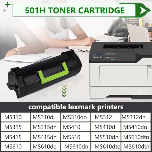 خرطوشة حبر 501H 50F1H00 متوافقة مع طابعة Lexmark MS310 MS310dn MS312 MS312dn MS315 MS315dn MS410 MS410dn MS415 MS415dn MS510 MS510dn MS610 MS610dn، طابعة 5,000 عالية الإنتاجية (أسود) in Kuwait