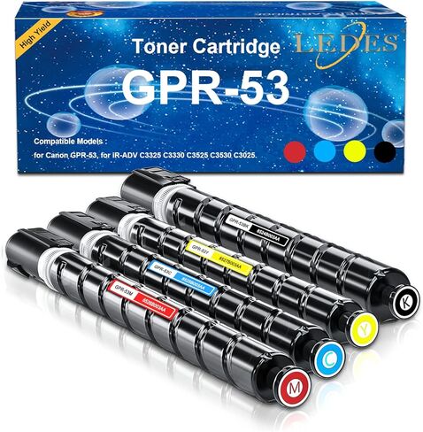 خرطوشة حبر Canon GPR-53 GPR 53 لـ ImageRunner Advance iR-ADV C3325 C3330 C3525 C3530 C3025 عالية الإنتاجية (36000 صفحة، 4 حزم، BK، C، M، Y) in Kuwait