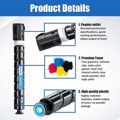 خرطوشة حبر Canon GPR-53 GPR 53 لـ ImageRunner Advance iR-ADV C3325 C3330 C3525 C3530 C3025 عالية الإنتاجية (36000 صفحة، 4 حزم، BK، C، M، Y) in Kuwait