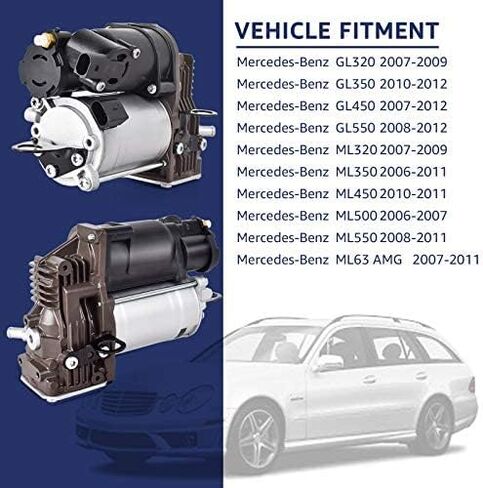 مضخة ضاغط تعليق هوائي Nifeida 1643201204 متوافقة مع 2006-2012 Mercedes Benz W164 X164 GL320 GL350 GL450 GL550 ML320 ML350 ML450 ML500 ML550 ML63 AMG 1643200004 1643200304 in Kuwait