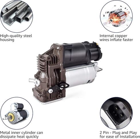 مضخة ضاغط تعليق هوائي Nifeida 1643201204 متوافقة مع 2006-2012 Mercedes Benz W164 X164 GL320 GL350 GL450 GL550 ML320 ML350 ML450 ML500 ML550 ML63 AMG 1643200004 1643200304 in Kuwait