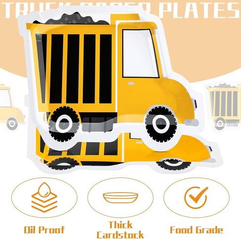 100 Pcs Construction Party Plates Construction Birthday Party Supplies Plates Construction Truck Shape Paper Plate for Boys Kids Birthday Dinner Dessert Plates Construction Party Supplies in Saudi Arabia