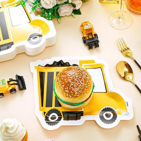 100 Pcs Construction Party Plates Construction Birthday Party Supplies Plates Construction Truck Shape Paper Plate for Boys Kids Birthday Dinner Dessert Plates Construction Party Supplies in Saudi Arabia