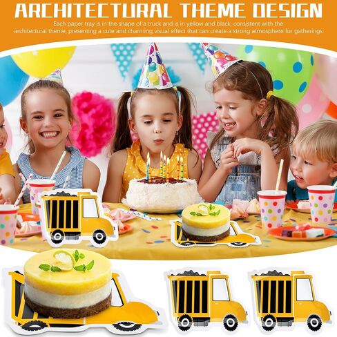 100 Pcs Construction Party Plates Construction Birthday Party Supplies Plates Construction Truck Shape Paper Plate for Boys Kids Birthday Dinner Dessert Plates Construction Party Supplies in Saudi Arabia