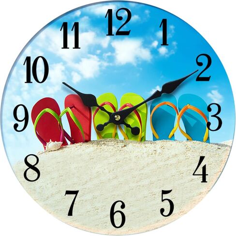 Glass Wall Clock - Ideal for Home and Office Decor - Aestethic 5mm Thick for Durability - Precise Timekeeping - Perfect for Living Room, Bedroom, or Kitchen - 13 Inches - American Flag in Saudi Arabia