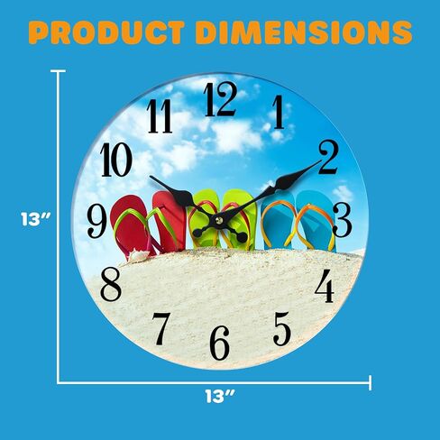 Glass Wall Clock - Ideal for Home and Office Decor - Aestethic 5mm Thick for Durability - Precise Timekeeping - Perfect for Living Room, Bedroom, or Kitchen - 13 Inches - American Flag in Saudi Arabia
