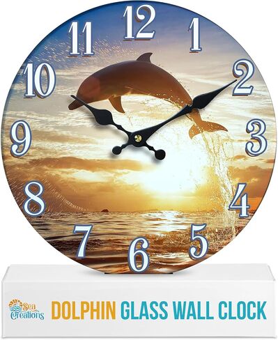 ساعة زجاجية قابلة للطي ساحلية، ديكور حائط صامت أزرق مقاس 13 بوصة in Kuwait