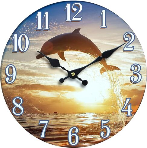 ساعة زجاجية قابلة للطي ساحلية، ديكور حائط صامت أزرق مقاس 13 بوصة in Kuwait