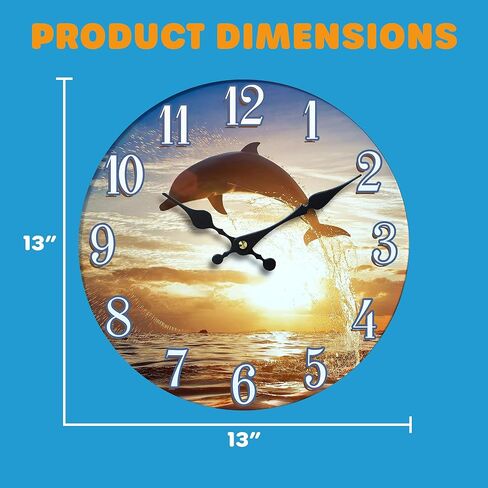 ساعة زجاجية قابلة للطي ساحلية، ديكور حائط صامت أزرق مقاس 13 بوصة in Kuwait